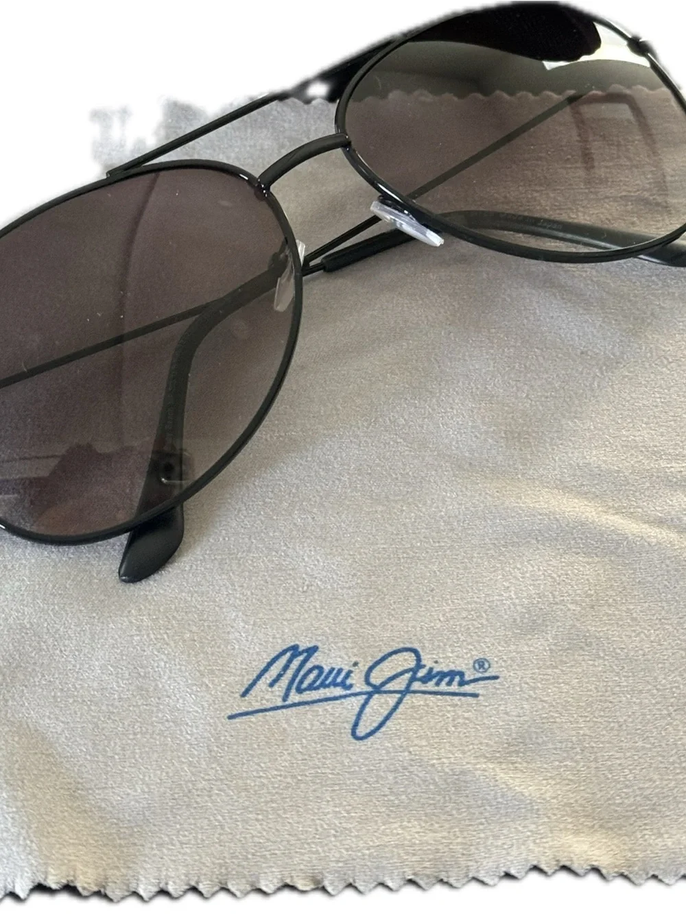 Maui Jim Aviator Black Frame Sunglasses with Gradient Brown Lenses